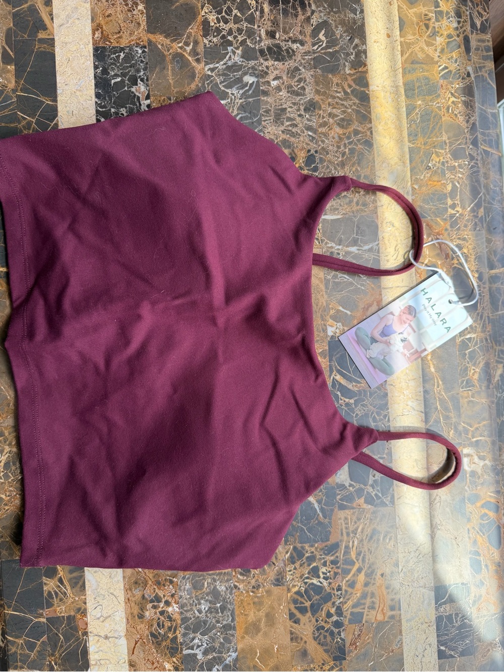 HALARA Burgundy Square-Neck Cropped Camisole
